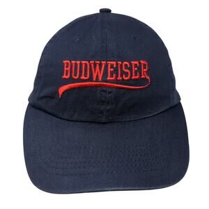 Budweiser Strapback Baseball Cap Blue One Size Adjustable Embroidered 6 Panel
